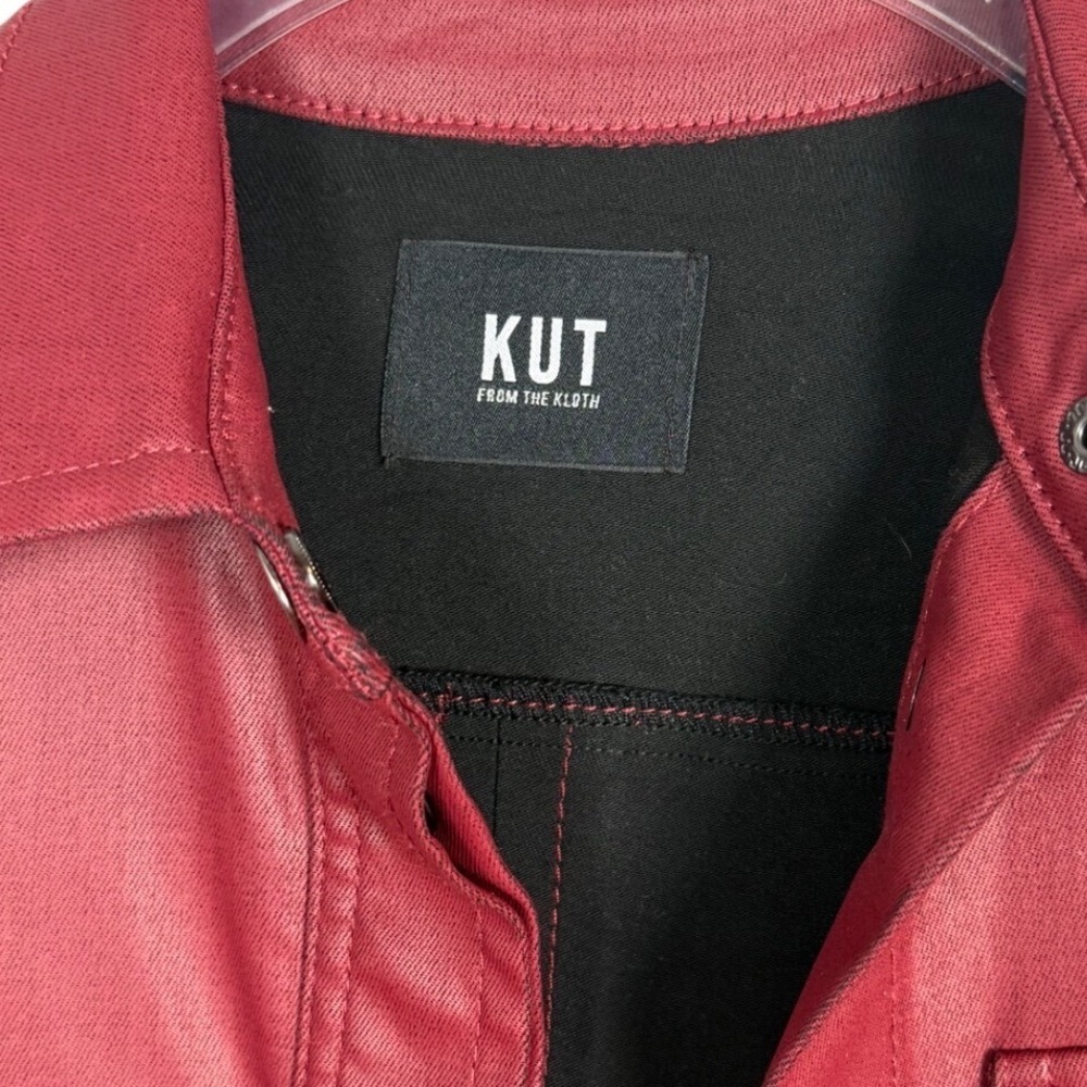 KUT from the Kloth Remy Jacket, Faux Red Leather Jacket, Relaxed Fit, Size Small - Picture 8 of 9